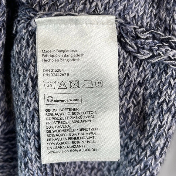 H&M Navy Marled Sweater Relaxed Fit 1/2 Dolman Sleeve Soft Cotton Coastal XS - Picture 8 of 11